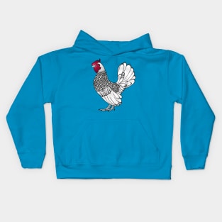 Sebright chicken cartoon illustration Kids Hoodie